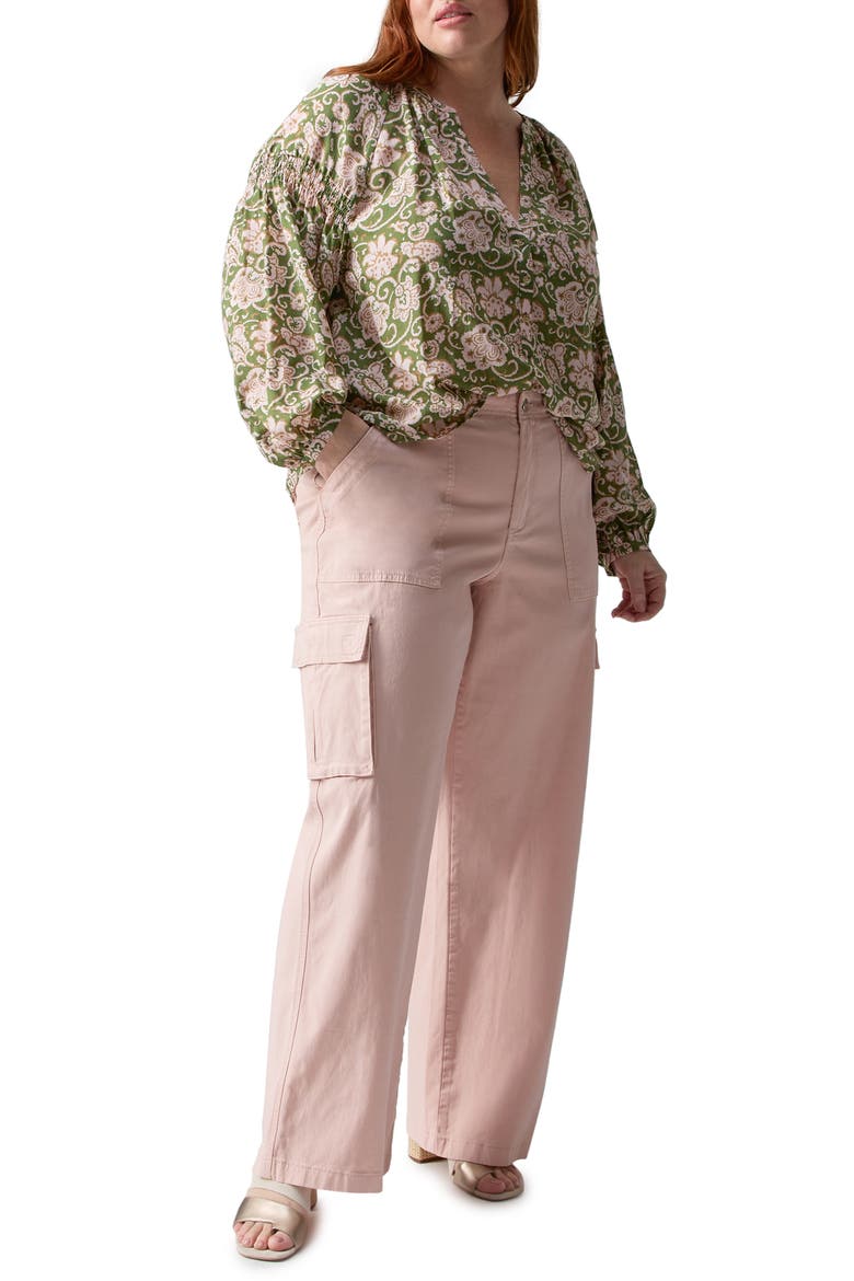 Sunday's Best Floral Print Top, Alternate, color, GREEN FLORAL