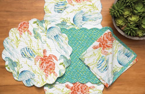C & F Home C&f Home Paradise Sound Table Runner In White