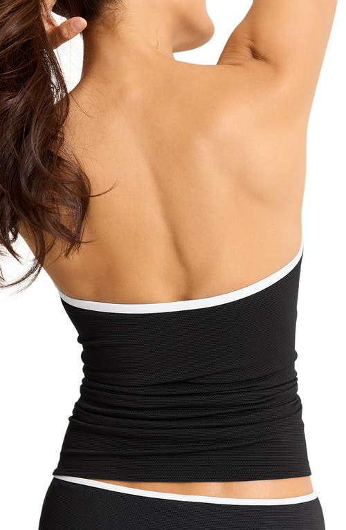 Tommy Bahama Island Cays Cabbana Piqué Upf 50+ Tankini Top In Black