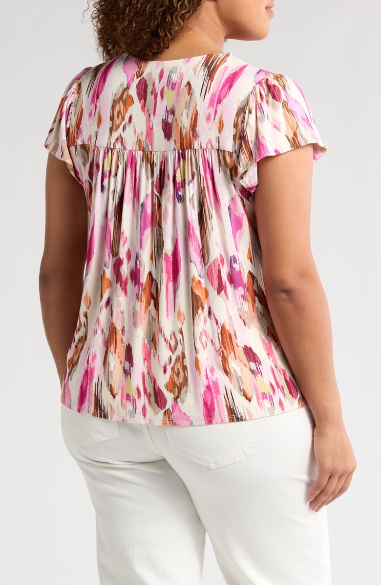 Liverpool Los Angeles Flutter Sleeve Knit Button-Up Shirt, Alternate, color, 