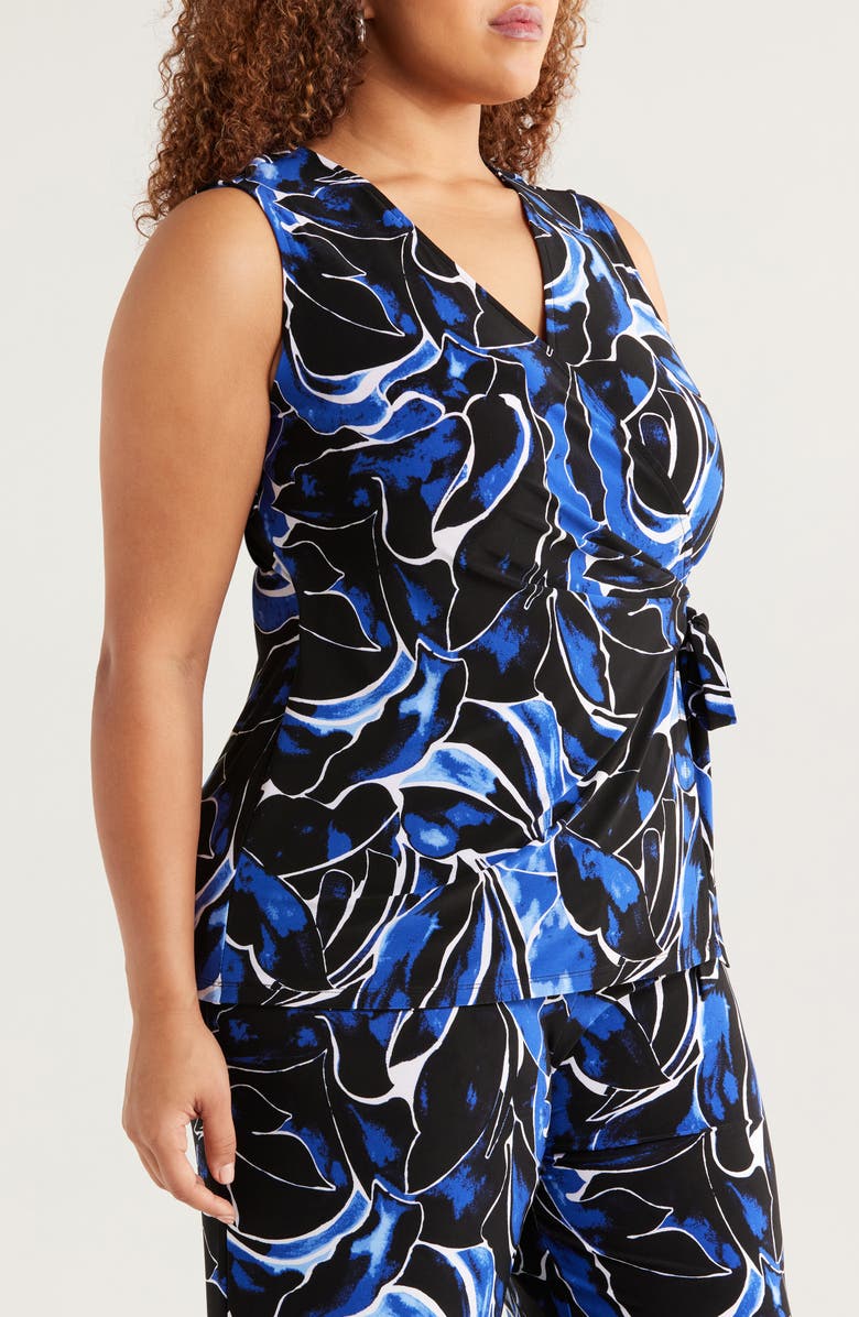 Anne Klein Floral Sleeveless Knit Wrap Top, Alternate, color, 