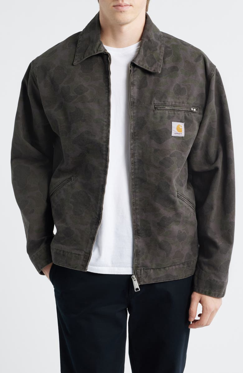 Carhartt Work In Progress Duck Detroit Camo Organic Cotton Canvas Zip Jacket, Main, color, Camo Duck
