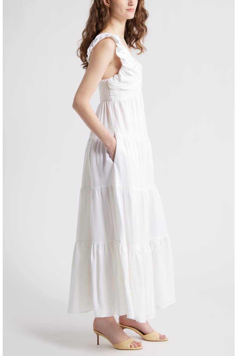 Ruffle Maxi Dress, Alternate, color, WHITE