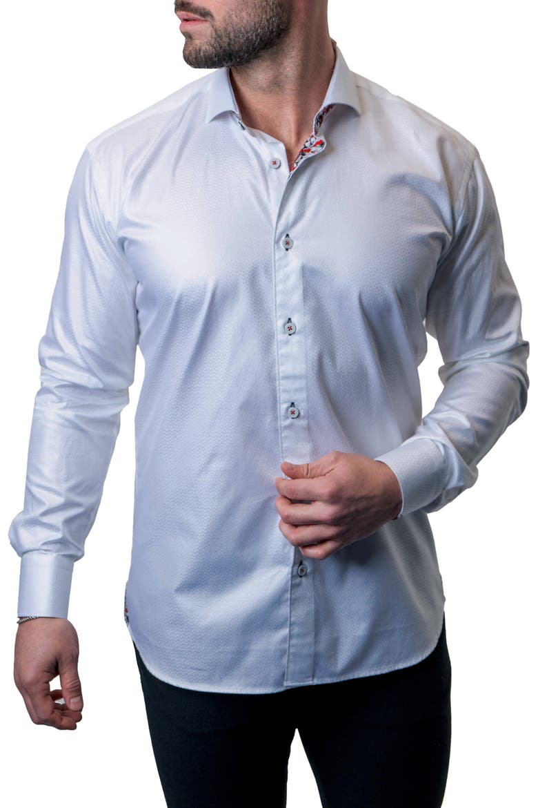 Einstein Shimmer White Contemporary Fit Button-Up Shirt, Main, color, WHITE