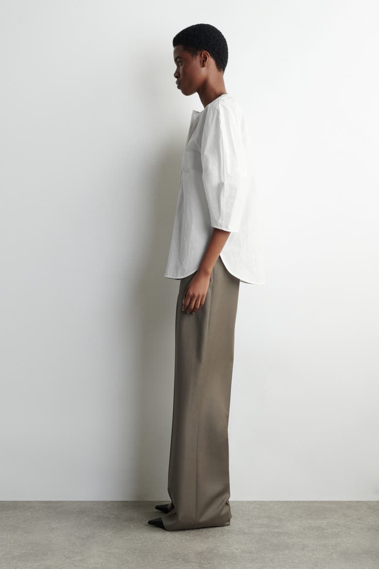 Sculptural Pima Cotton-Poplin Blouse, Alternate, color, WHITE