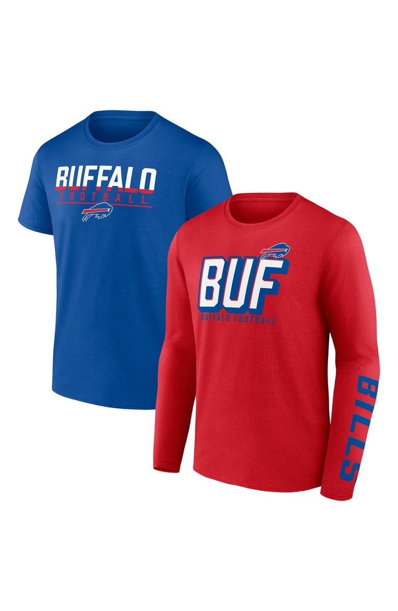 FANATICS Men's Fanatics Branded Red/Royal Buffalo Bills Two-Pack T-Shirt Combo Set, Alternate, color, 