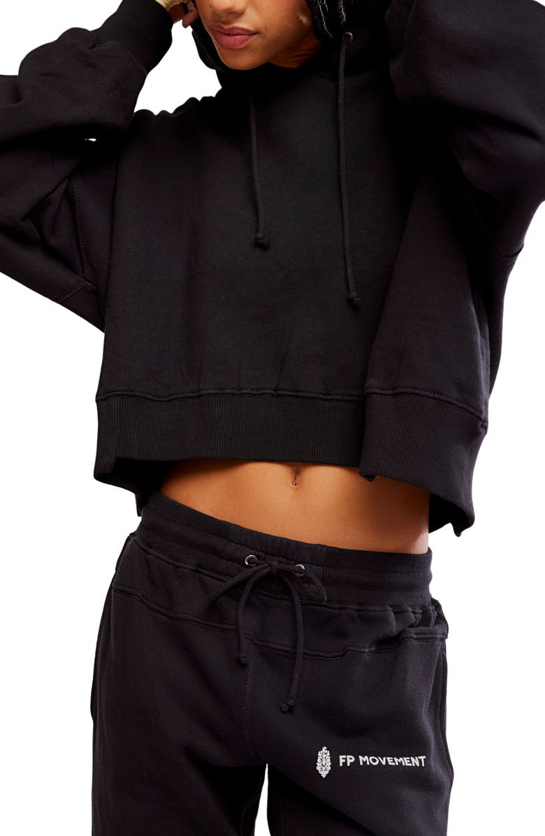 Free People FP Movement Undefeated Cotton Blend Hoodie & Jogger Set, Alternate, color, Black Combo
