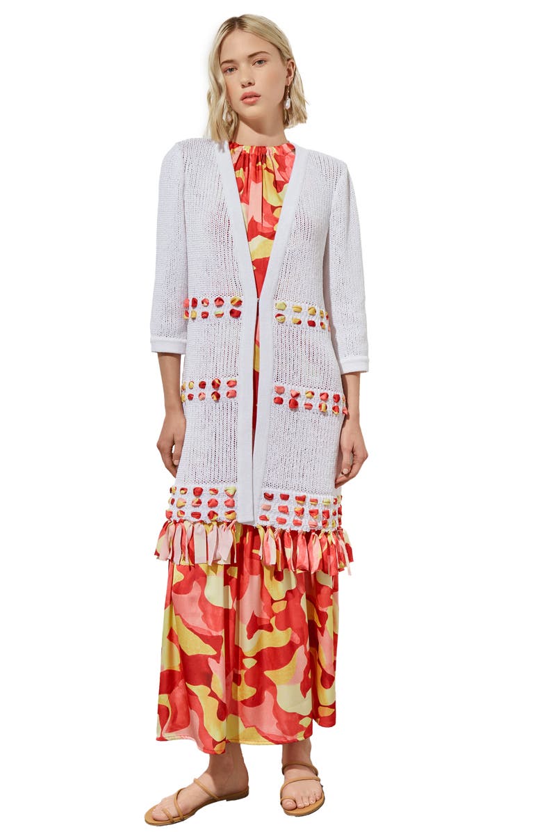 Ming Wang Floral Sleeveless Ruffle Hem Maxi Dress, Alternate, color, Flamingo Pink/ Red