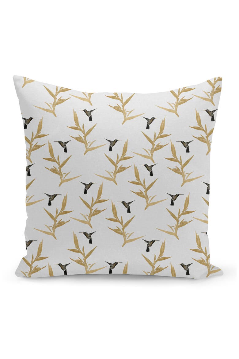 Hummingbird & Flower II Throw Pillow, Main, color, WHITE
