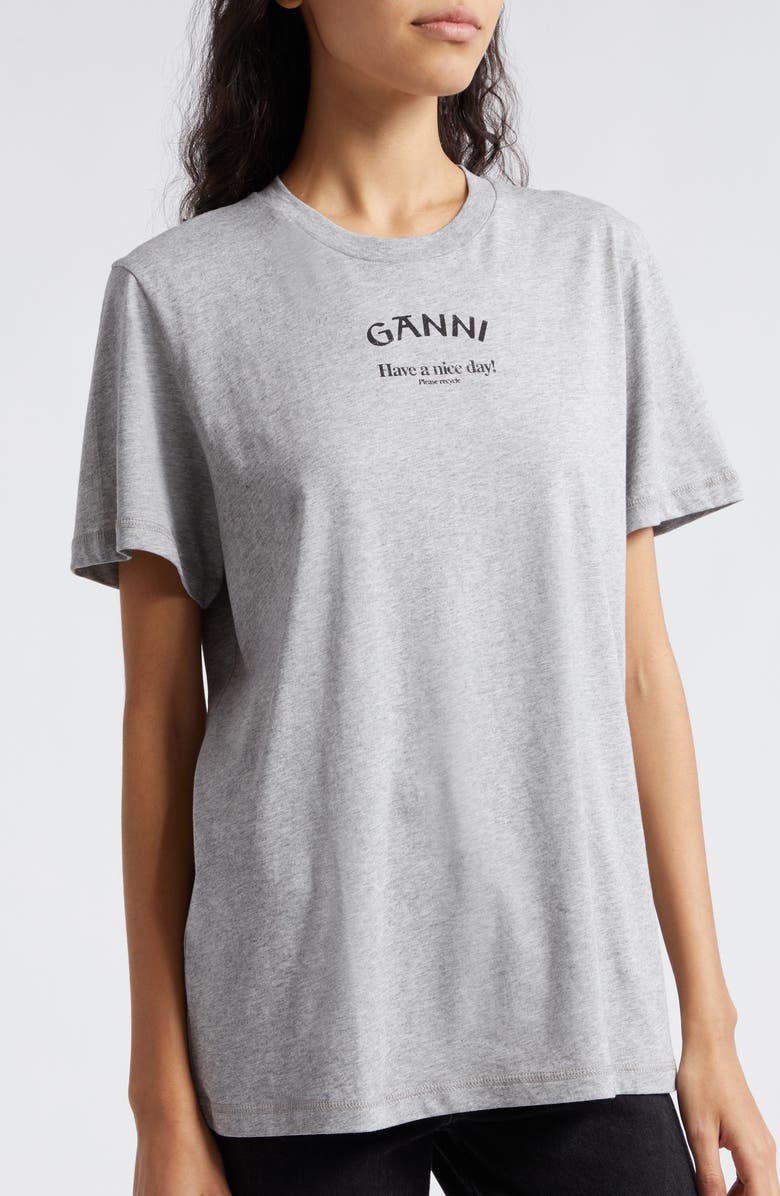 Ganni Organic Cotton Logo Graphic T-Shirt, Alternate, color, 