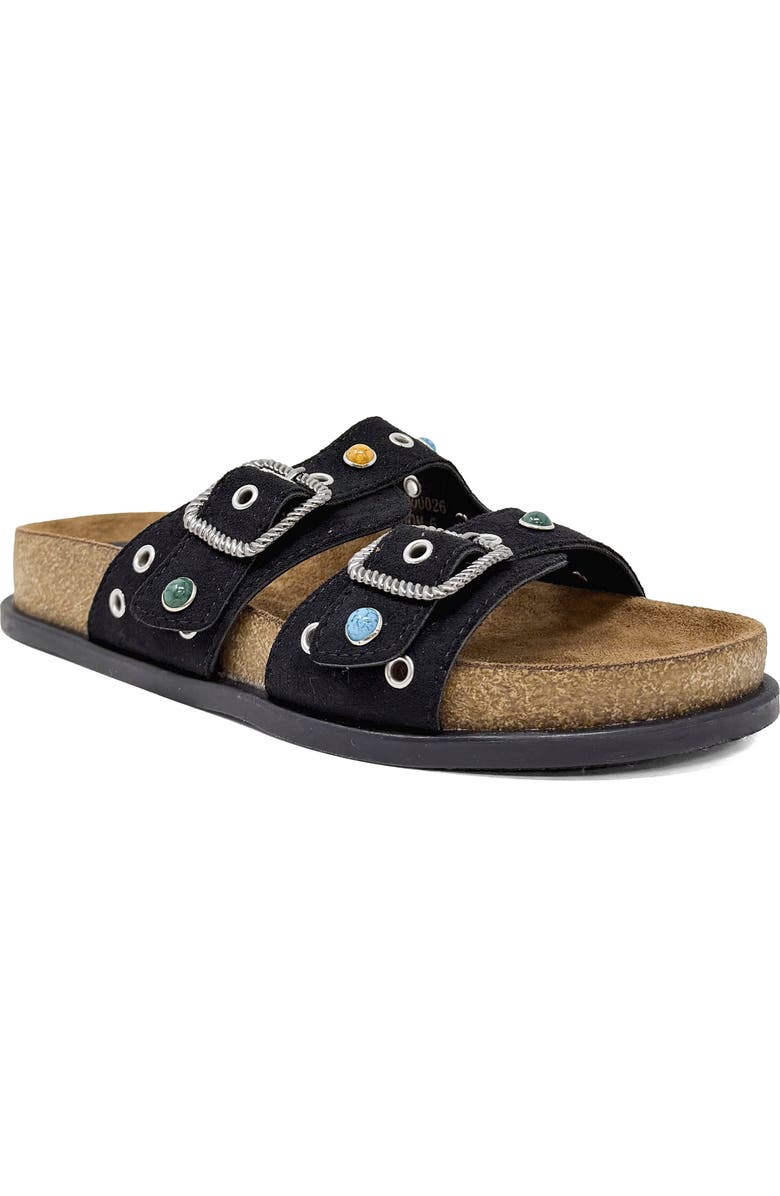 SHUSHOP Bloom Slide Sandal, Main, color, Black