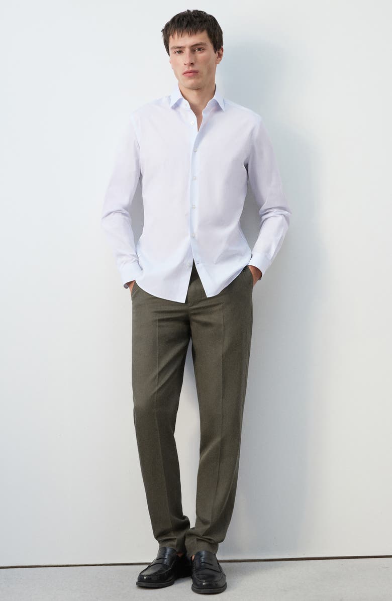 MANGO Slim Fit Stripe Cotton Button-Up Shirt, Alternate, color, White