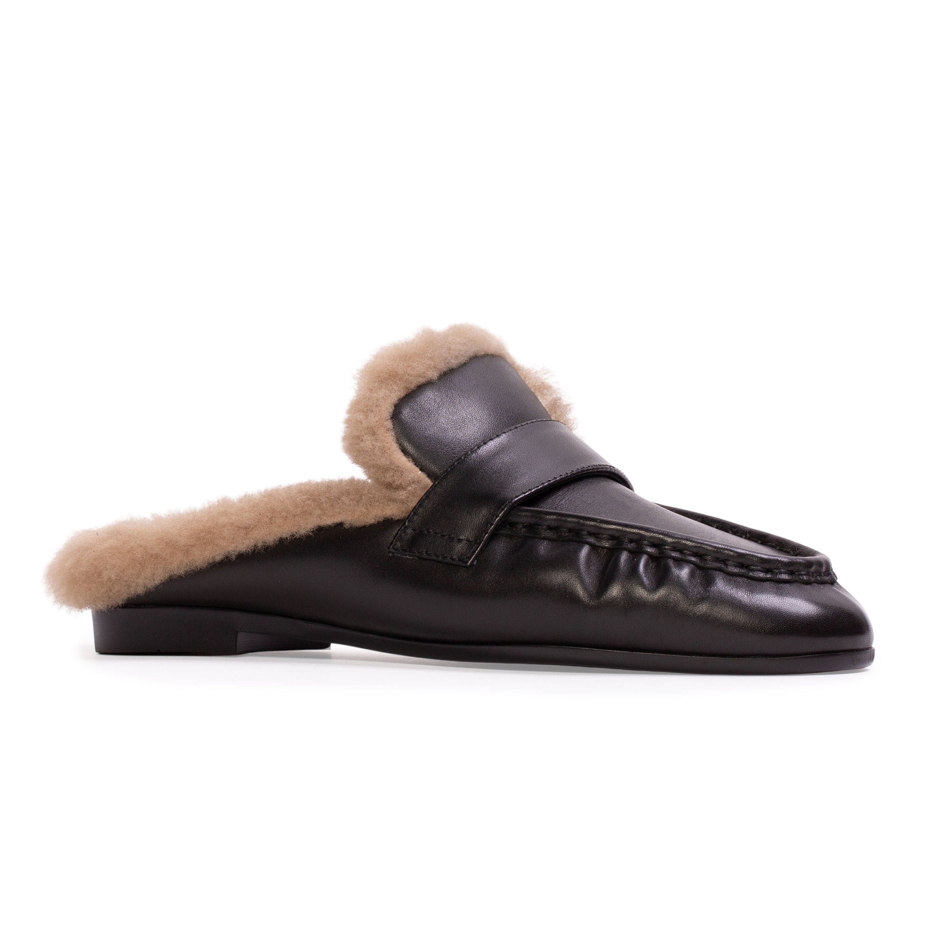 Theo Backless Loafer, Alternate, color, Black Leather