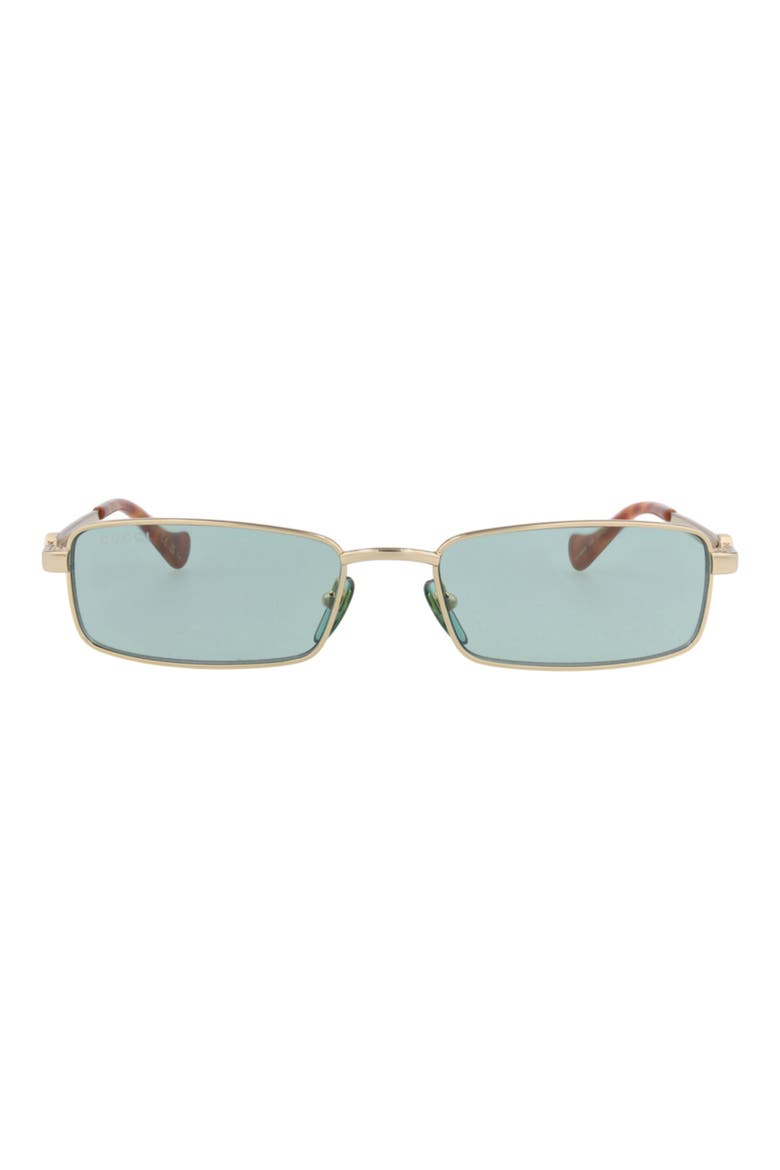 56mm Rectangle Metal Frame Sunglasses, Main, color, GOLD GOLD GREEN