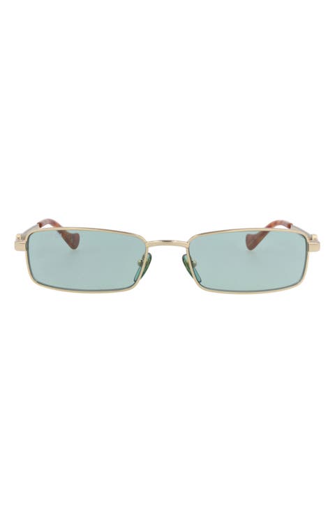 56mm Rectangle Metal Frame Sunglasses