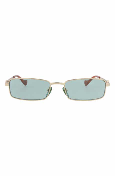 56mm Rectangle Metal Frame Sunglasses