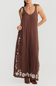 Talisman the Label Temple Embroidered Wide Leg Jumpsuit