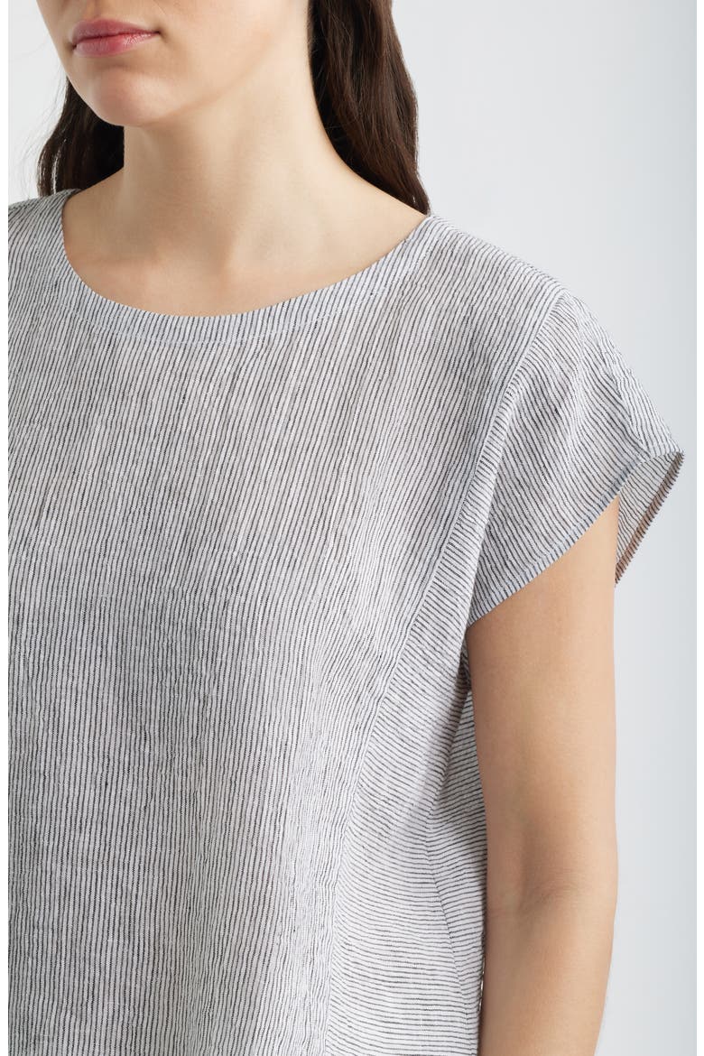 Organic Linen Square Top, Alternate, color, WHITE/ BLACK