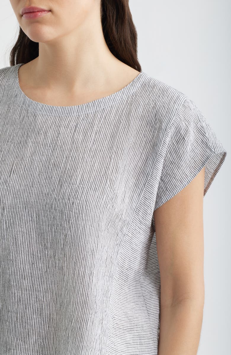 Eileen Fisher Organic Linen Square Top, Alternate, color, White/ Black