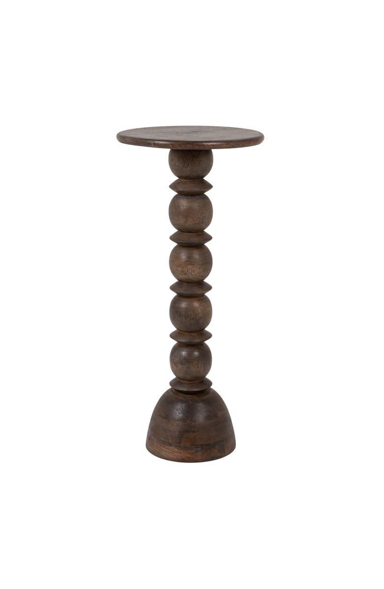Rowena Interiors Round Carved Pedestal Accent Table, Main, color, Gray