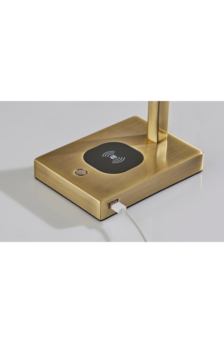 ADESSO LIGHTING Aidan Charge LED Desk Lamp, Alternate, color, Antique Brass