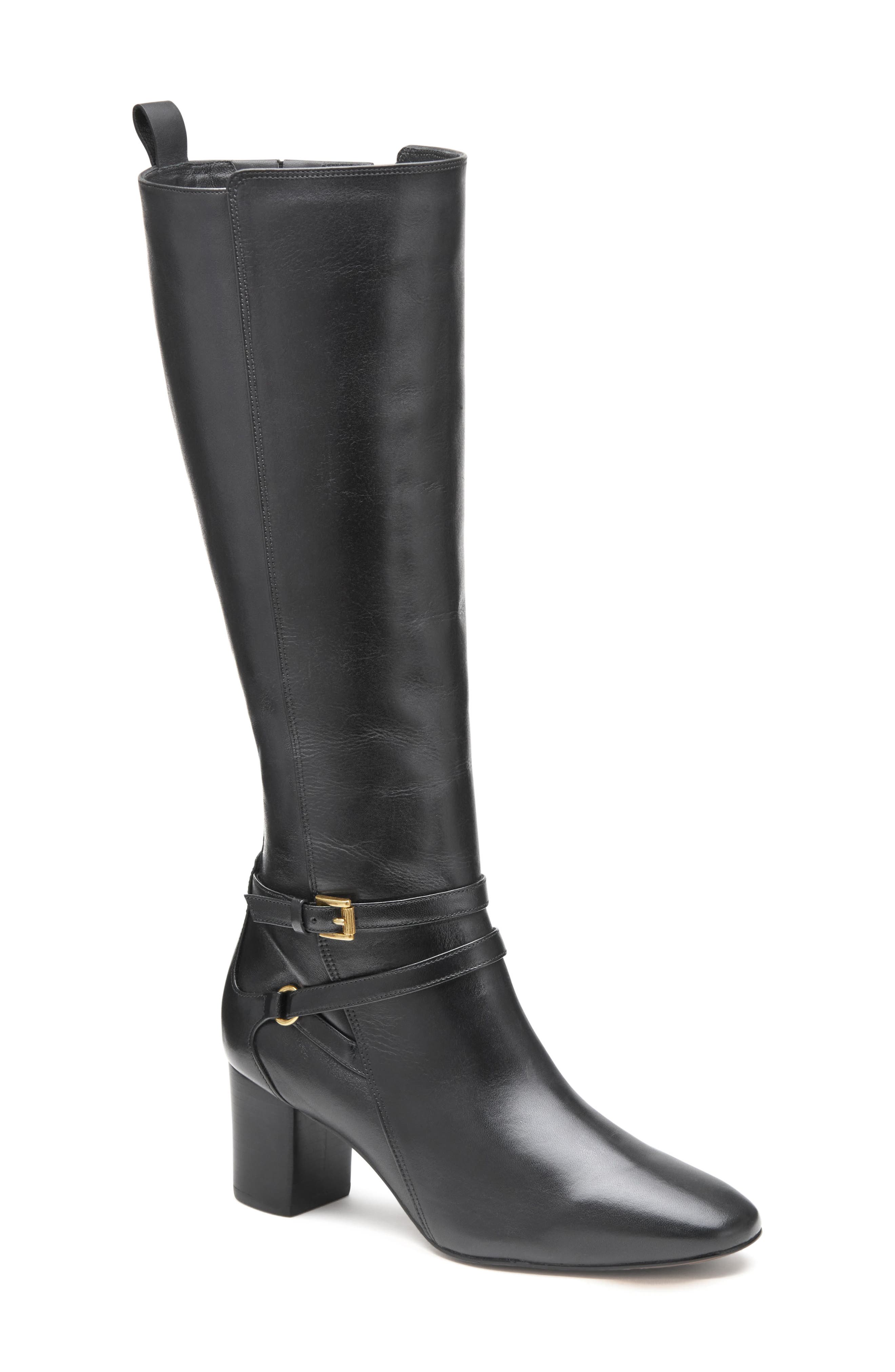Bottes Femme Johnston & Murphy Denise Genou Zippées Noires - Pointure 9 US - Neuf Avec Boîte