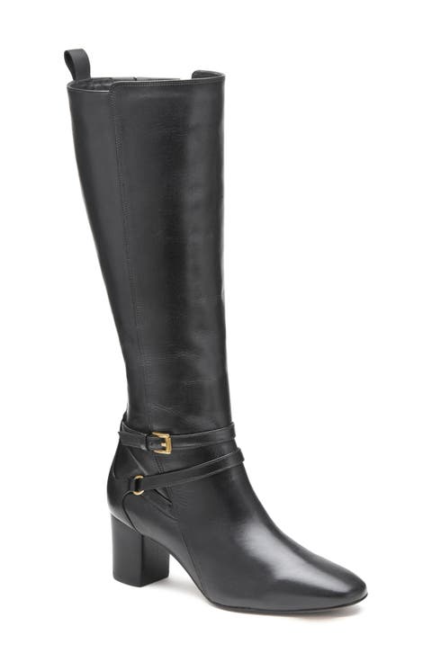 Eleanor Belted Block Heel Knee High Boot (Women)