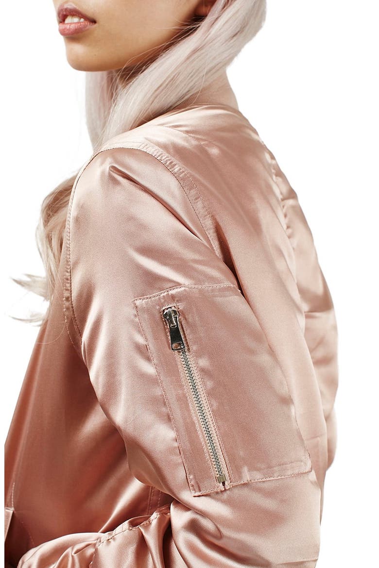 'MA1' Shiny Bomber Jacket, Alternate, color, PINK