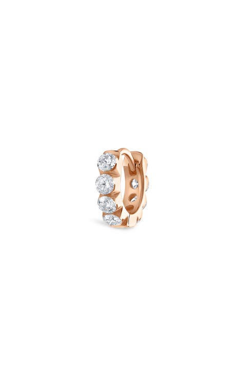 Single Large Invisible Set Diamond Hoop Earring