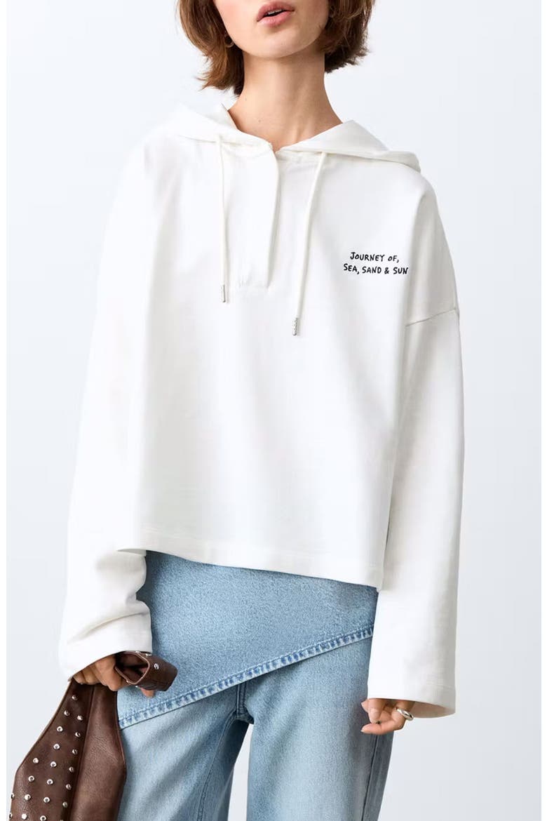 Message Graphic Cotton Hoodie, Main, color, OFF WHITE
