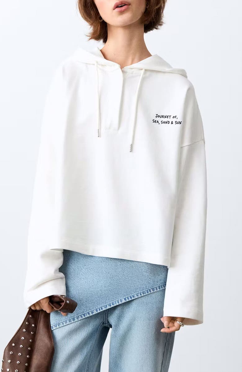 MANGO TEEN Message Graphic Cotton Hoodie, Main, color,