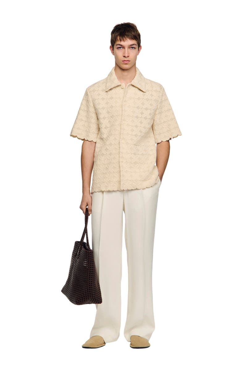 SANDRO Cotton broderie anglaise shirt, Alternate, color, Ecru