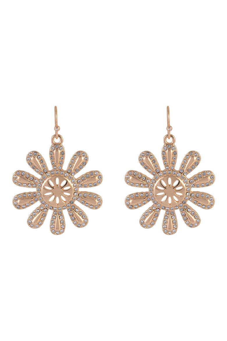Crystal Sunburst Drop Earrings, Alternate, color, GOLD