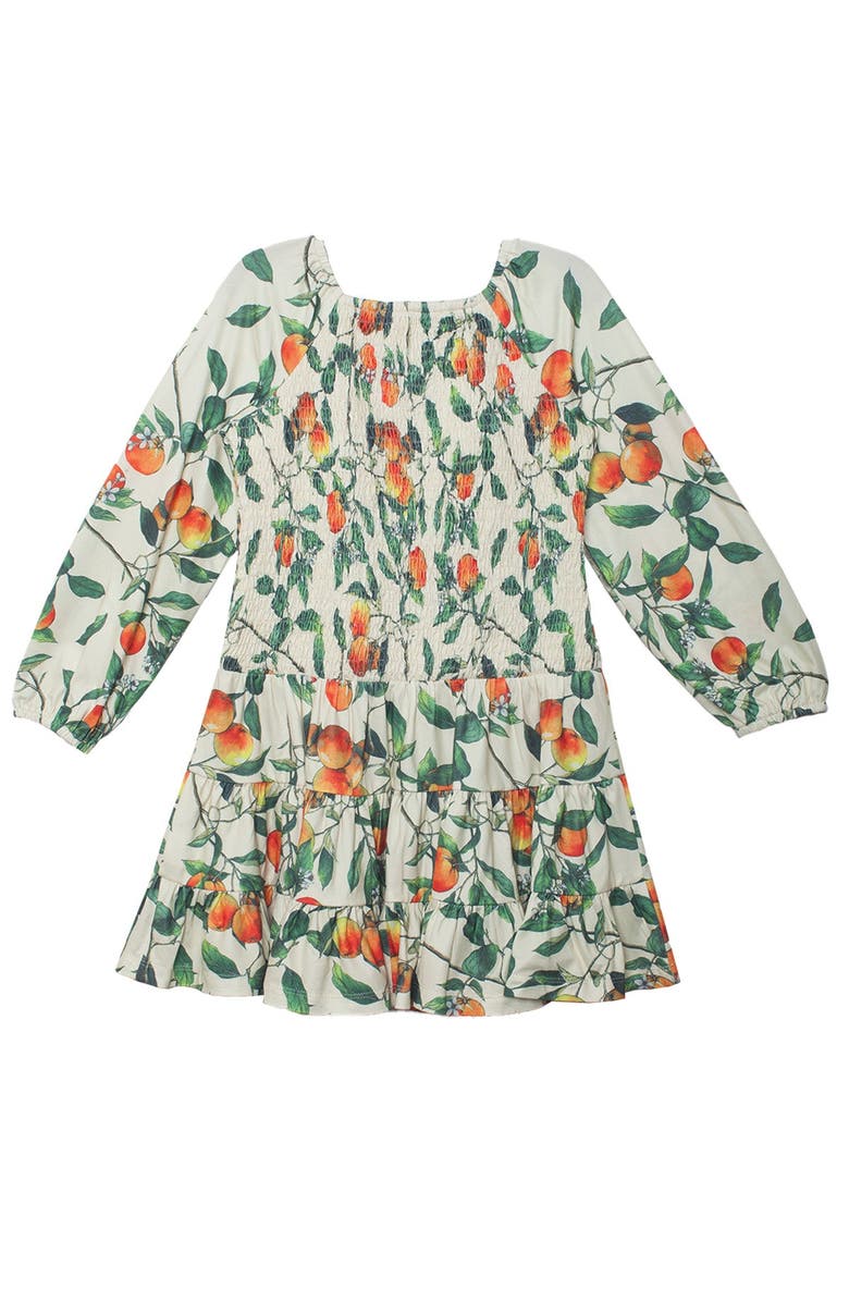 Mabel + Honey Clementine Smocked Long Sleeve Dress, Alternate, color, Orange