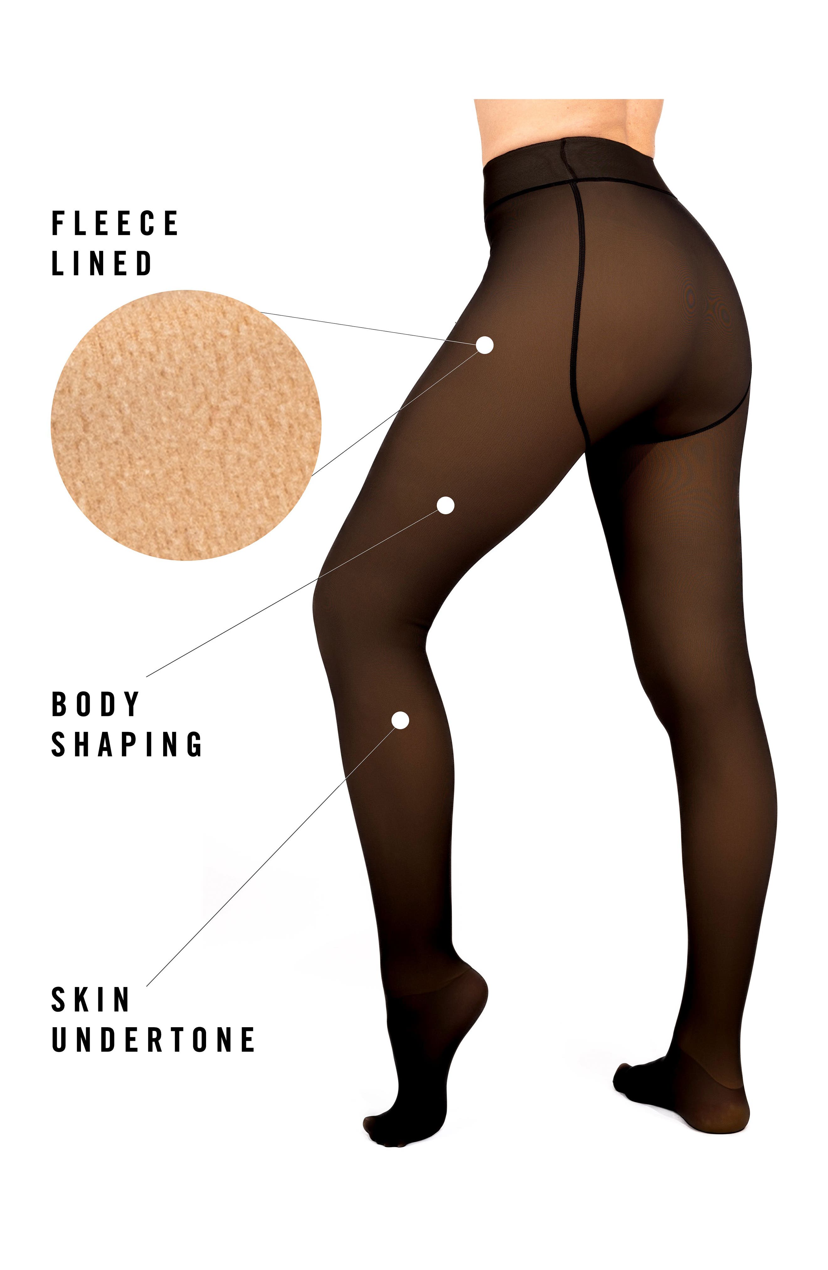 High Waist Fleece Lined Sheer Black Tights