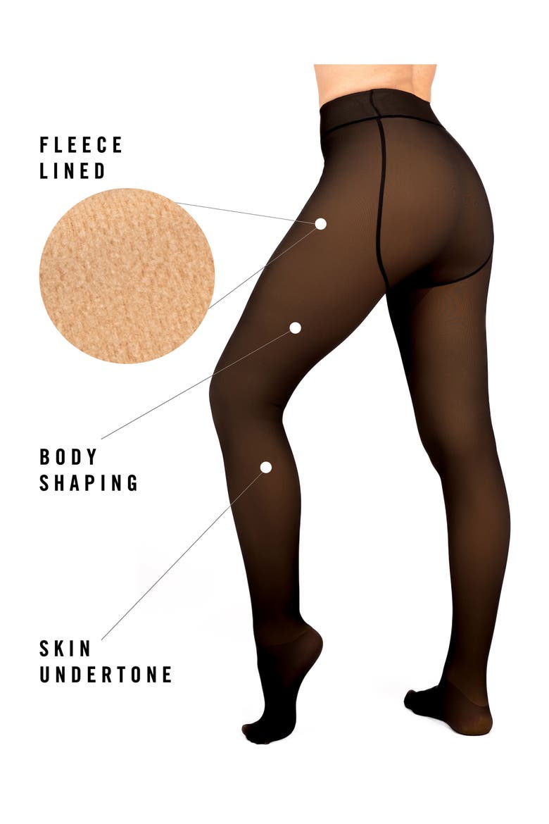 Faux Sheer Fleece Lined Tights, Alternate, color, BLACK