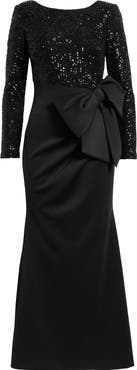 Eliza J Long Sleeve Sequin Mermaid Gown