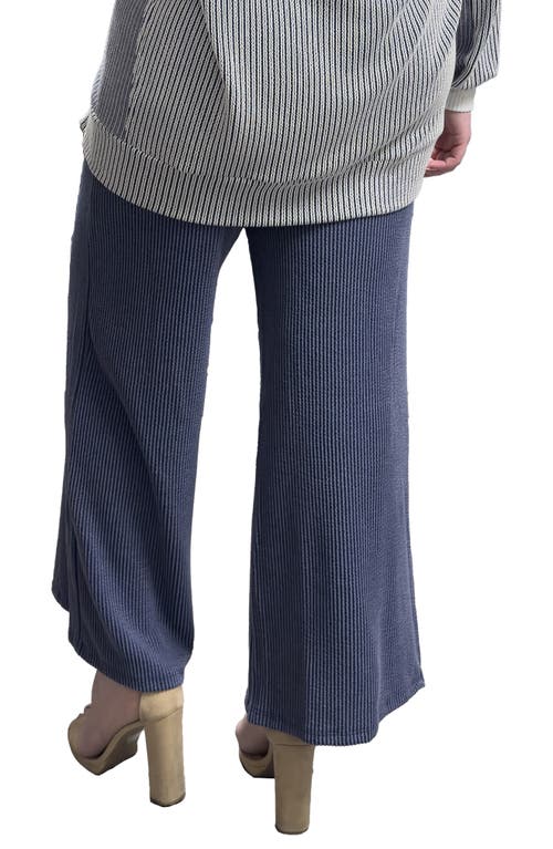 Standards & Practices Texture Wide Leg Ankle Pants In Navy