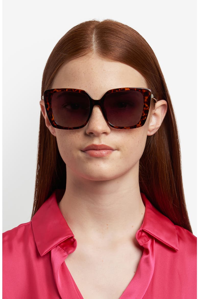 54mm Gradient Square Sunglasses, Alternate, color, HAVANA/ BROWN SF