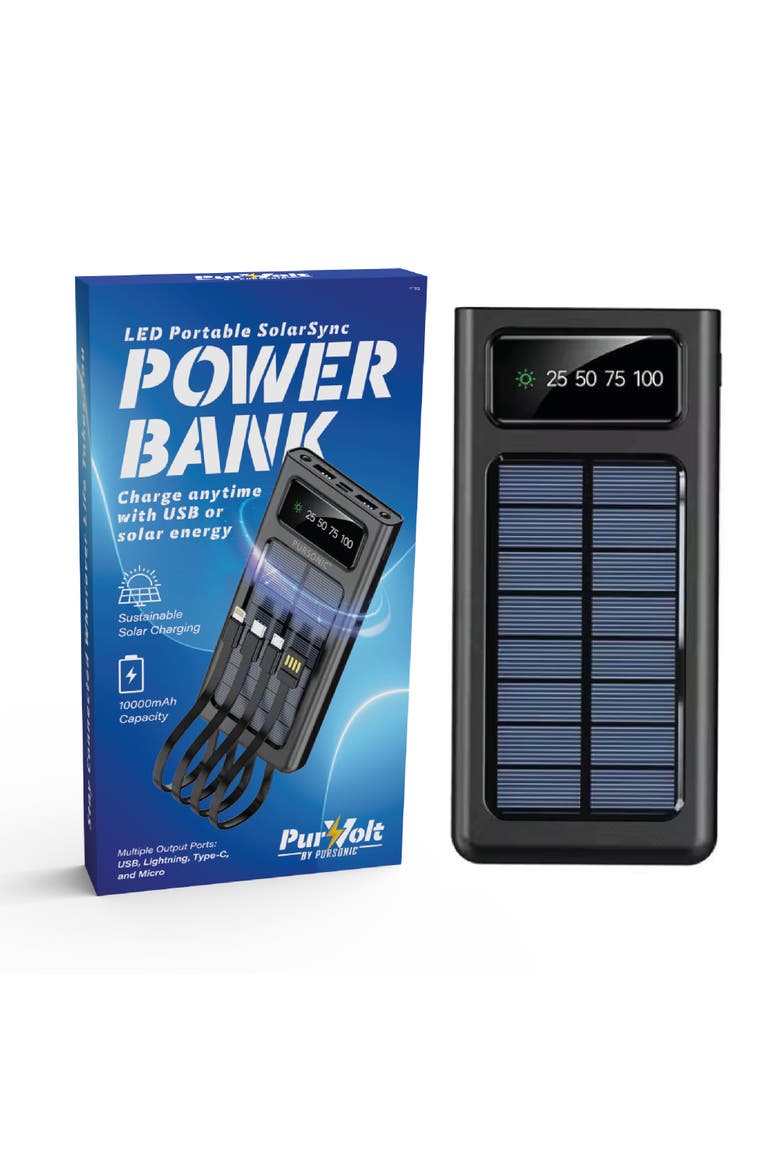 LED Portable Solarsync Power Bank, Main, color, Black