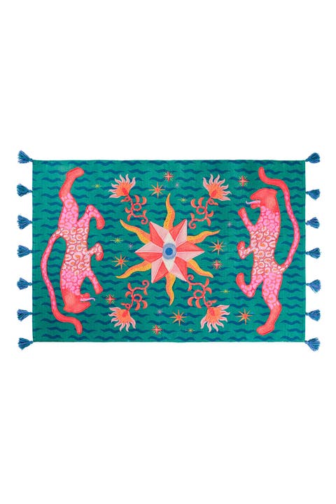 Rajna Eye Embroi̇dery 100% Cotton Rug Artisan Design