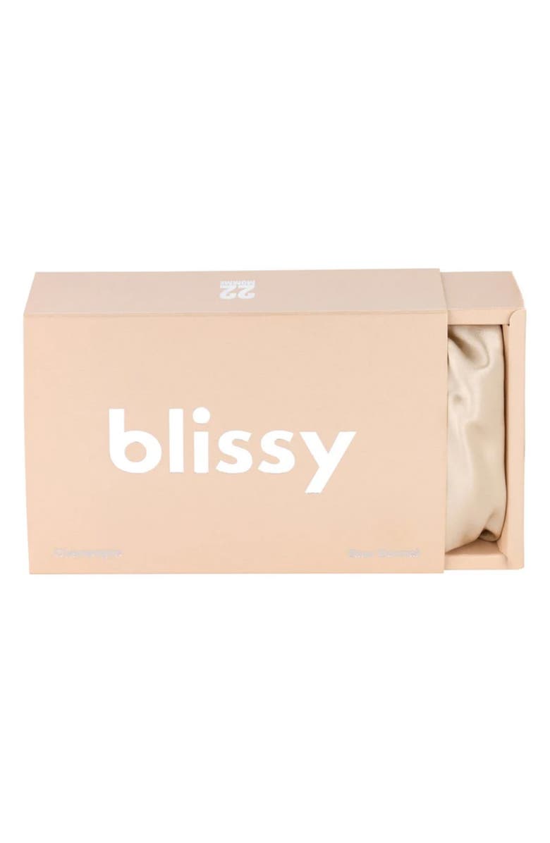 BLISSY Bow Mulberry Silk Bonnet, Alternate, color, Champagne