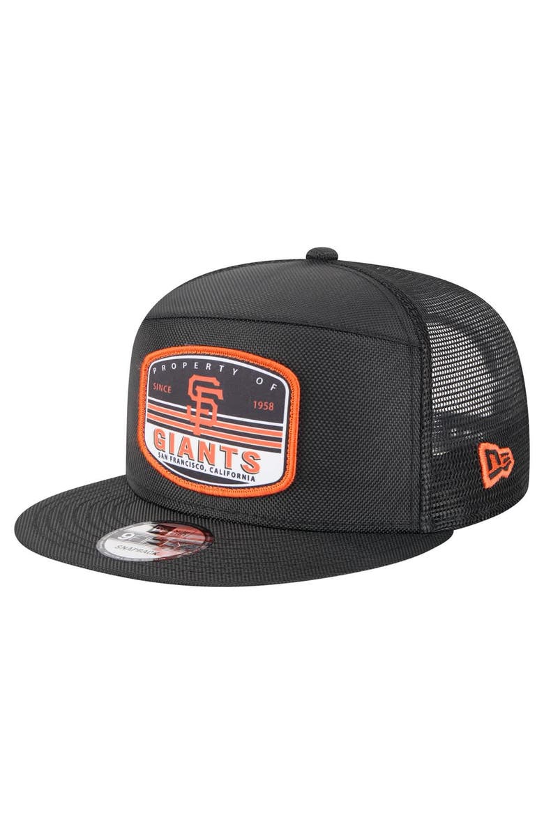 New Era Men's New Era  Black San Francisco Giants Split Panel 9FIFTY Trucker Snapback, Main, color, 