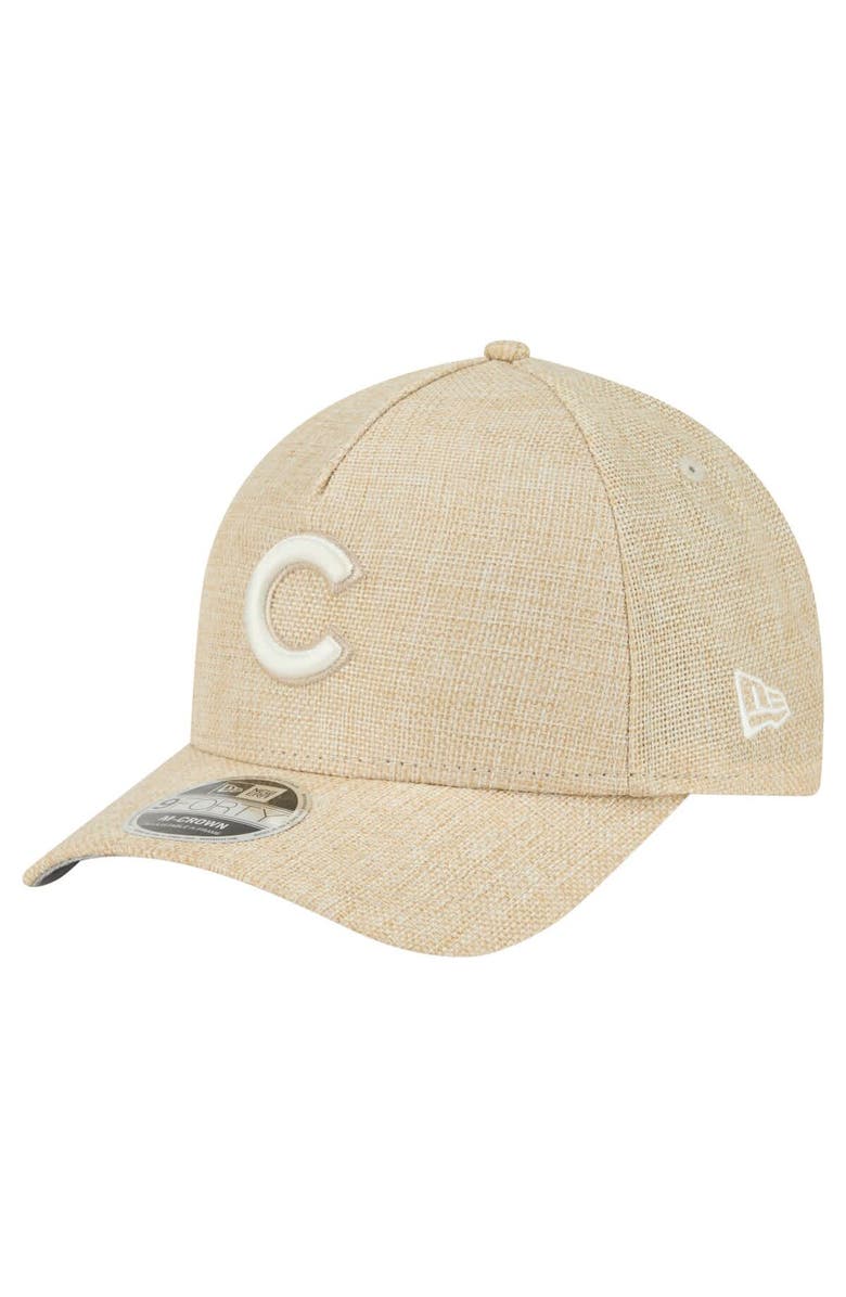 New Era Men's New Era Beige Chicago Cubs Cotton Weave M-Crown A-Frame 9FORTY Adjustable Hat, Main, color, Beige