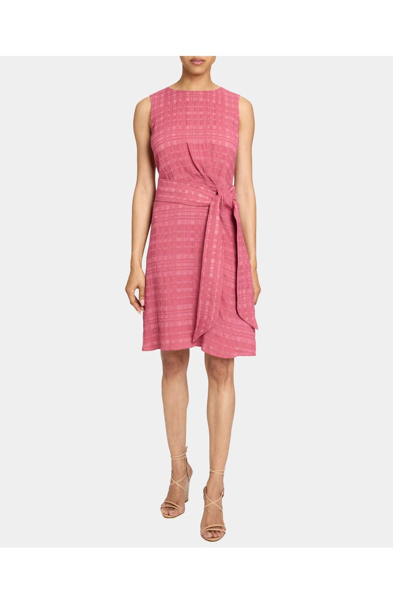 Santorelli NADIA Sleeveless A-Line Short Dress in Laser Cut Linen, Main, color, Peony