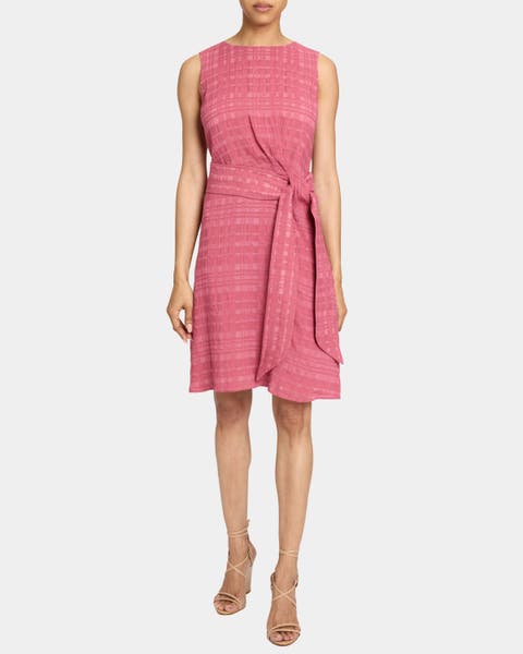 NADIA Sleeveless A-Line Short Dress in Laser Cut Linen