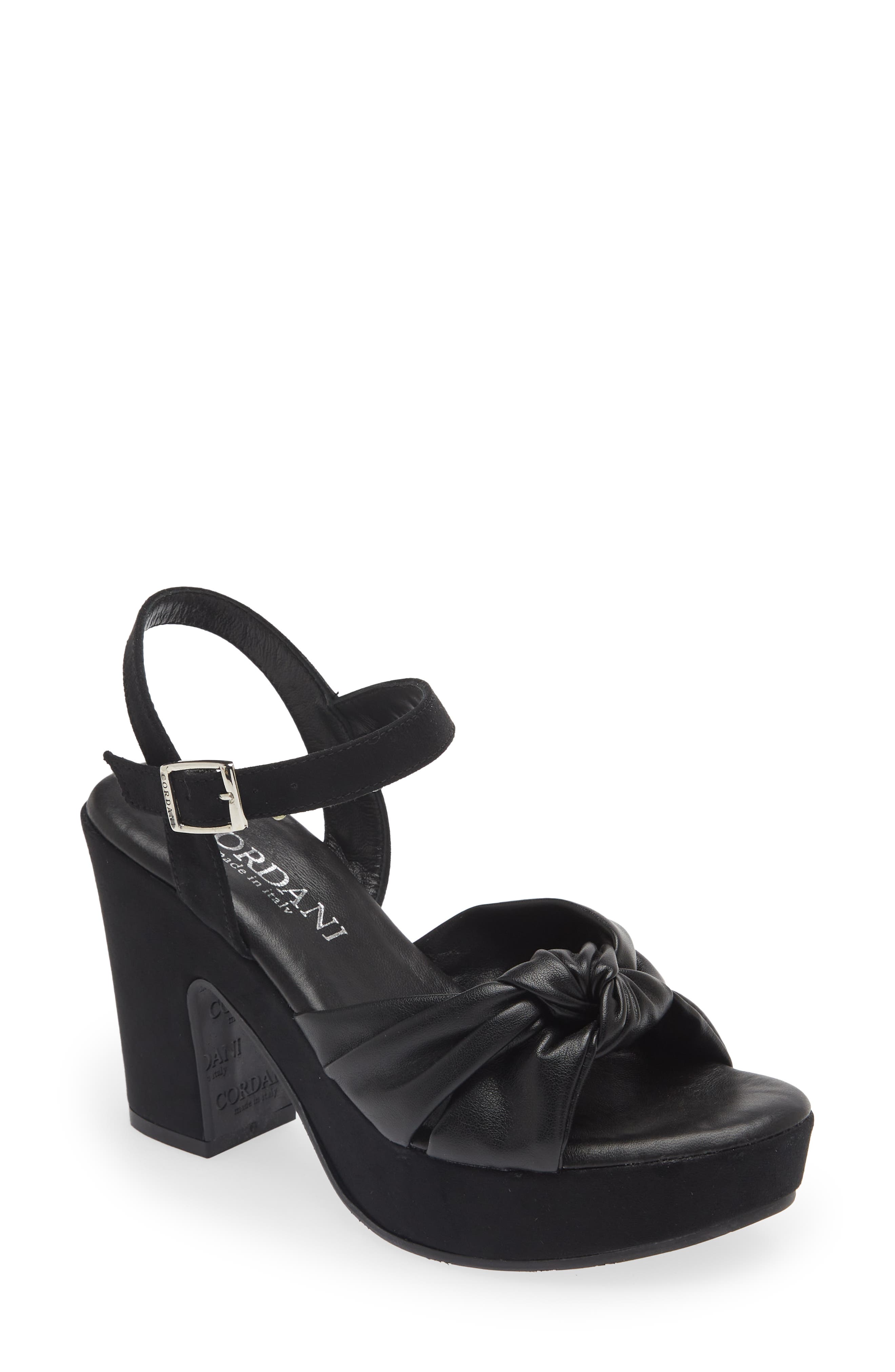 Cordani Lola Knotted Platform Sandal, Main, color, Black