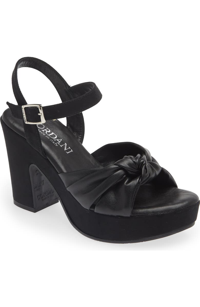 Cordani Lola Knotted Platform Sandal, Main, color, Black
