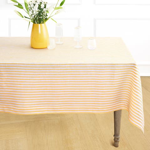 Linen Tablecloth for Dining Table, Holiday and Everyday Table Decor - Amalfi Stripe