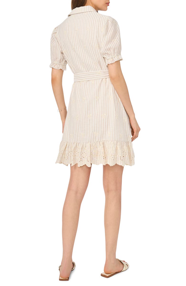 Vince Camuto Short Sleeve Belted Shirtdress, Alternate, color, Birch